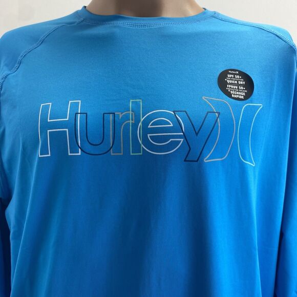 HURLEY Men's Long Sleeve Sunshirt Blue Size M UPF 50+ Quick Dry Top Stretch New - Picture 7 of 9